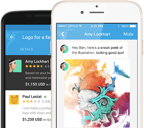 Aplikace Freelancer Mobile App využívané na zařízeních Android a iOS